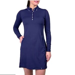 KJUS Scotscraig Women’s Navy Long Sleeve Polo Golf Dress NWT 38/Med